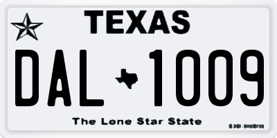TX license plate DAL1009