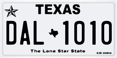TX license plate DAL1010