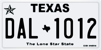 TX license plate DAL1012