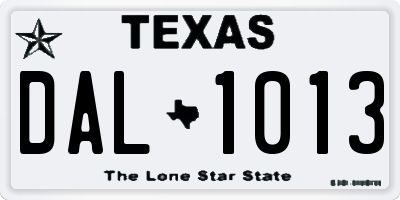 TX license plate DAL1013