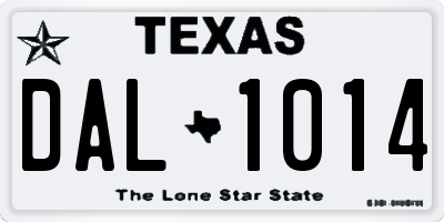 TX license plate DAL1014