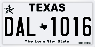 TX license plate DAL1016