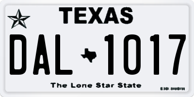 TX license plate DAL1017