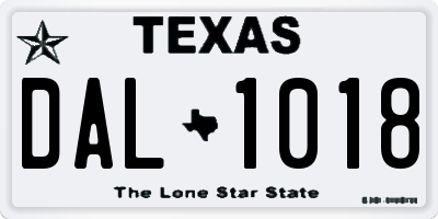 TX license plate DAL1018