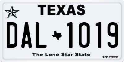 TX license plate DAL1019
