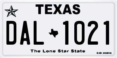 TX license plate DAL1021