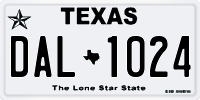 TX license plate DAL1024