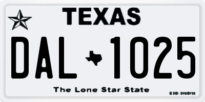 TX license plate DAL1025