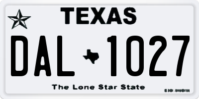 TX license plate DAL1027