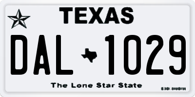 TX license plate DAL1029