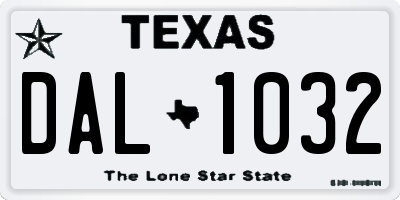 TX license plate DAL1032