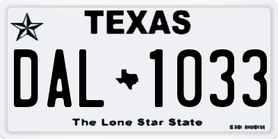TX license plate DAL1033