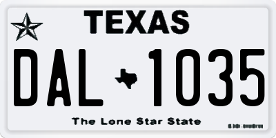 TX license plate DAL1035