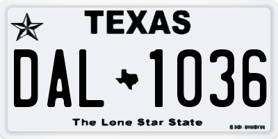 TX license plate DAL1036