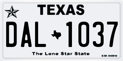TX license plate DAL1037