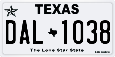 TX license plate DAL1038