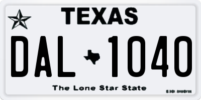 TX license plate DAL1040