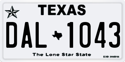 TX license plate DAL1043