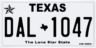 TX license plate DAL1047