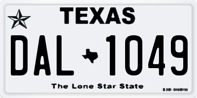 TX license plate DAL1049