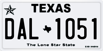 TX license plate DAL1051