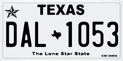 TX license plate DAL1053