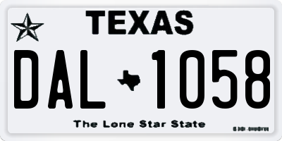 TX license plate DAL1058