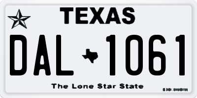 TX license plate DAL1061