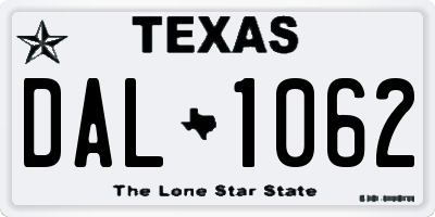 TX license plate DAL1062