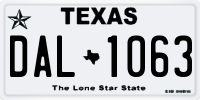 TX license plate DAL1063