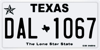 TX license plate DAL1067