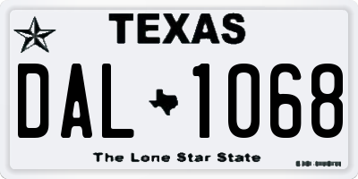TX license plate DAL1068