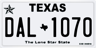 TX license plate DAL1070