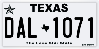 TX license plate DAL1071
