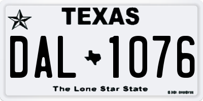 TX license plate DAL1076