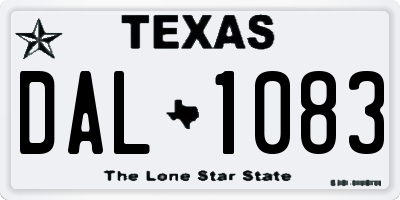 TX license plate DAL1083