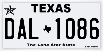 TX license plate DAL1086