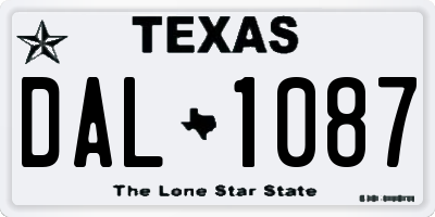 TX license plate DAL1087