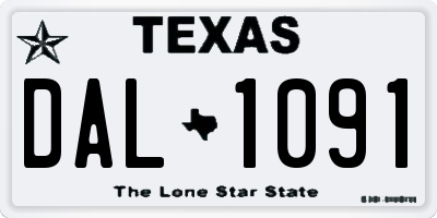 TX license plate DAL1091