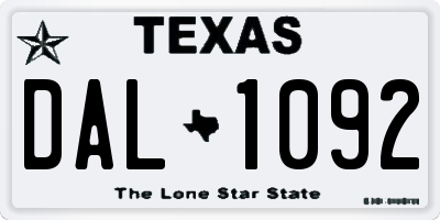 TX license plate DAL1092