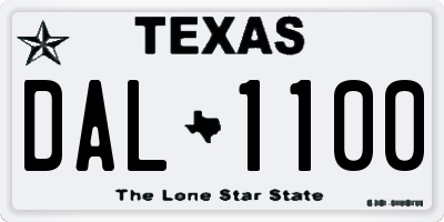 TX license plate DAL1100