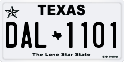 TX license plate DAL1101