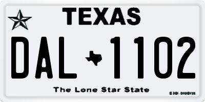 TX license plate DAL1102
