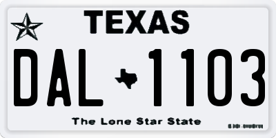 TX license plate DAL1103
