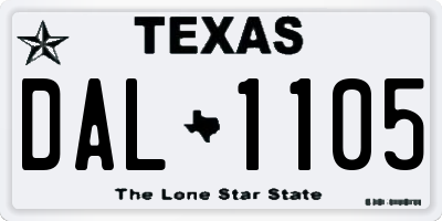 TX license plate DAL1105