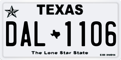 TX license plate DAL1106