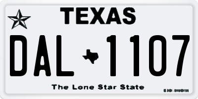 TX license plate DAL1107