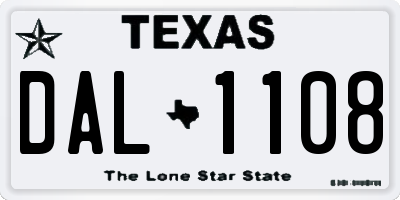 TX license plate DAL1108