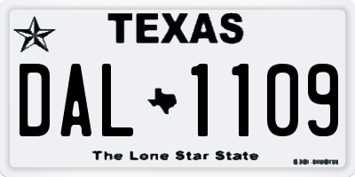 TX license plate DAL1109