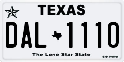 TX license plate DAL1110